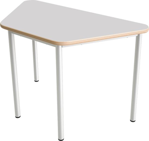 MILA Tisch 3 HPL, trapezförmig, Seite 120 cm, Tischhöhe 58 cm - HPL grau